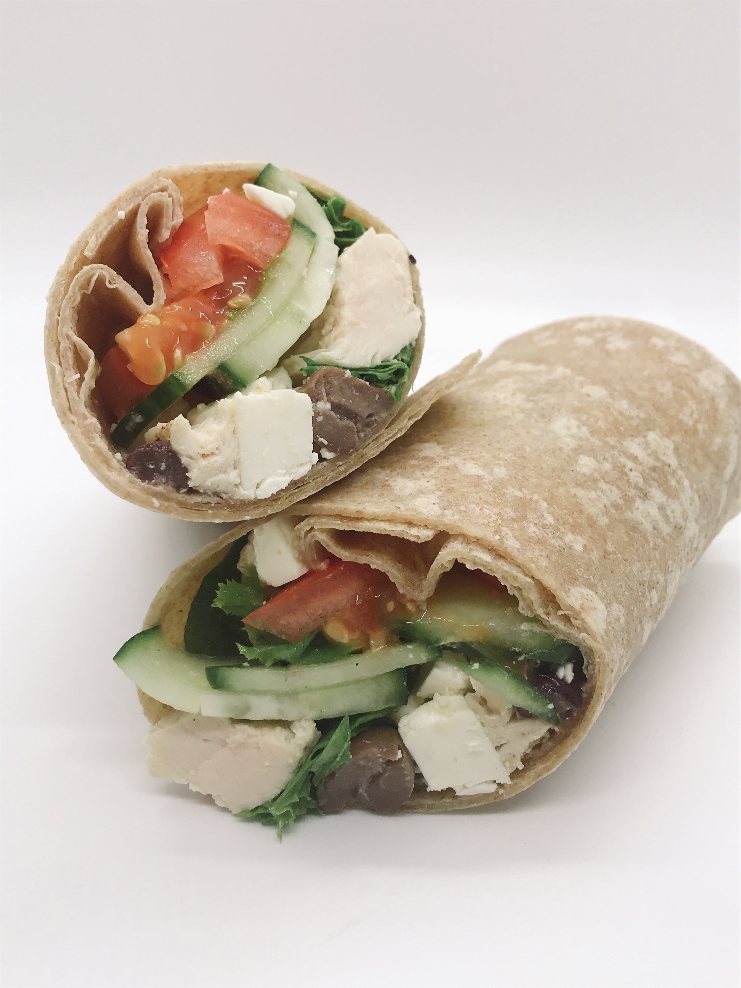 03 Greek Chicken with Cucumber, Feta, Kalamata Olives, Tomato, Lettuce